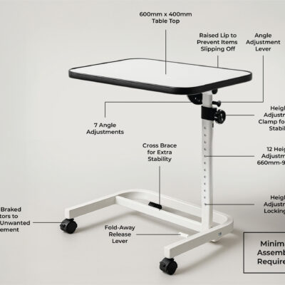 Deluxe Over Chair and Bed Table with Wheels