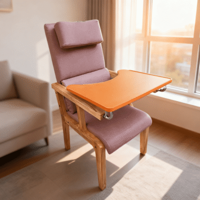 Wooden High-Back Chair with Dining Table