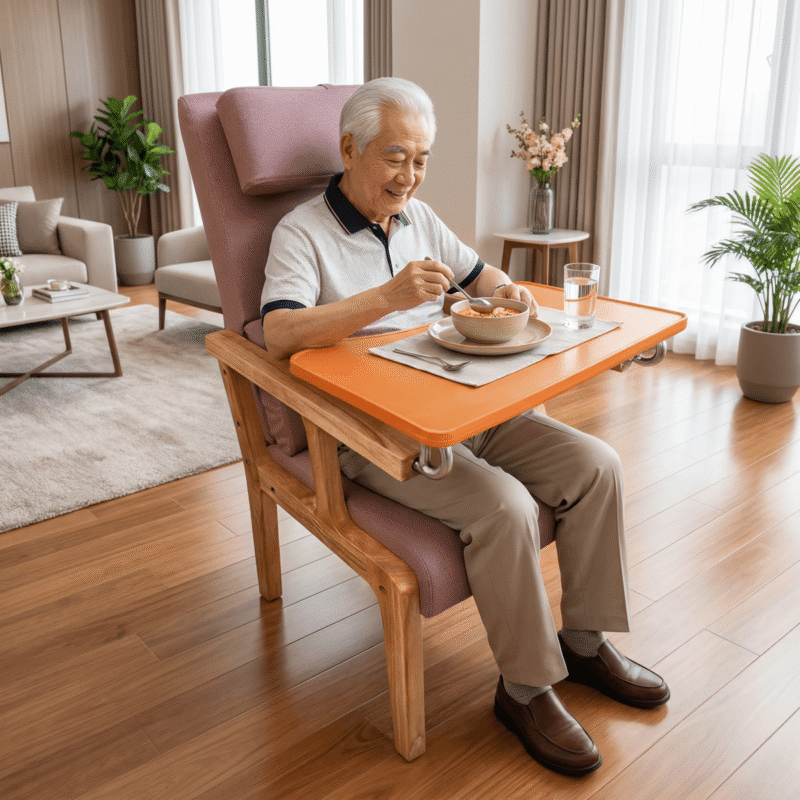 Wooden High-Back Chair with Dining Table