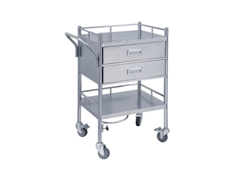 Two-Drawer Stainless Steel Medical Trolley