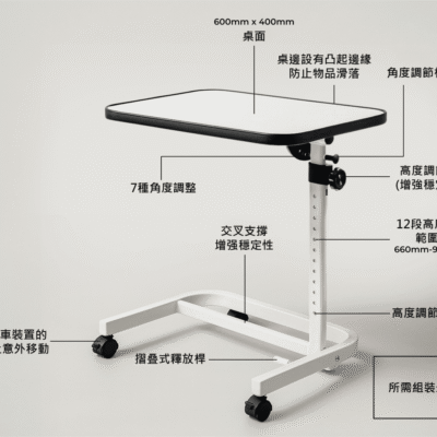 Deluxe Over Chair and Bed Table with Wheels