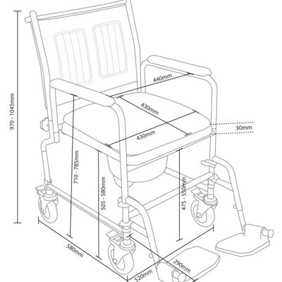Lenham Wheeled Shower Commode Chair