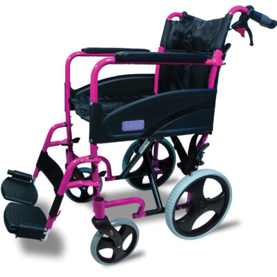 Compact Transport Aluminium Wheelchair (Pink)