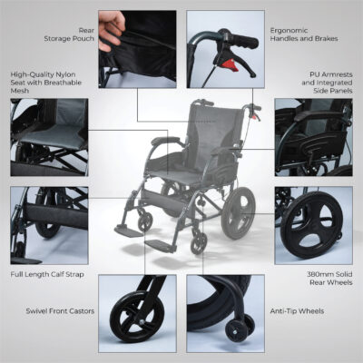 Deluxe Aluminium Attendant Propelled Wheelchair