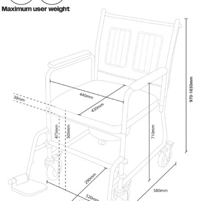 Height Adjustable Mobile Commode
