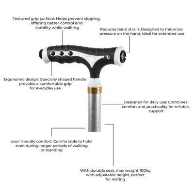 Seat Cane with Torch Light